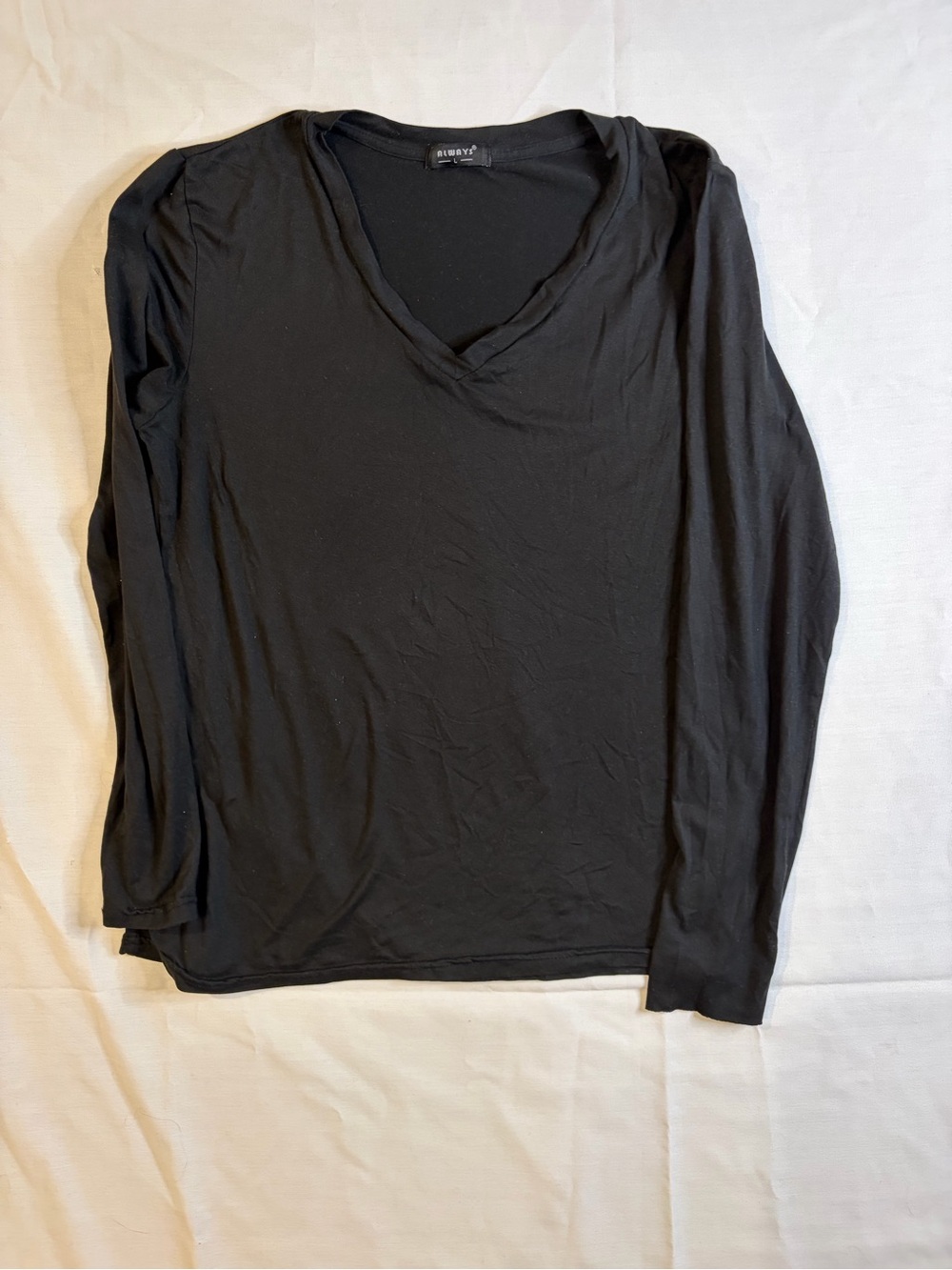 Always Women's Black Long-Sleeve V-Neck Top